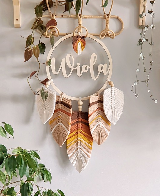 łapacze snów Makrama personalizowany łapacz snów z imieniem / napisem boho