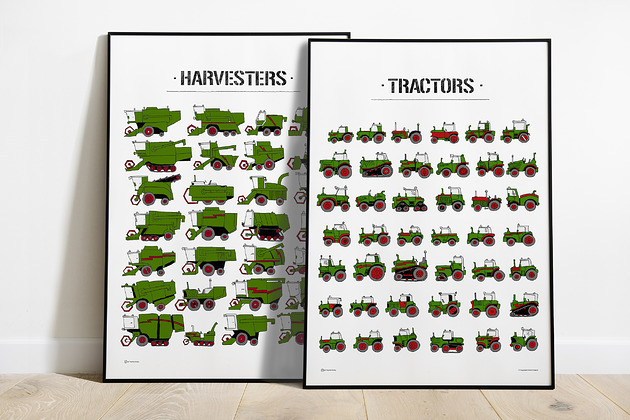 obrazy i plakaty do pokoju dziecięcego Fendt Traktory z Kombajnami! 2x50x70cm :)