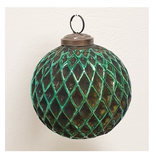 Bombka zielona szklana 8cm romby Home Design
