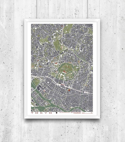 Tokyo - plan miasta, plakat minimalmill