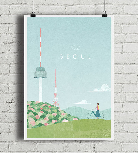 Seul - vintage plakat art giclee minimalmill
