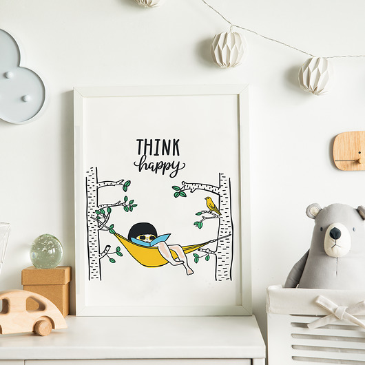 Plakat Think happy bez ramki Pracownia Fantastisch