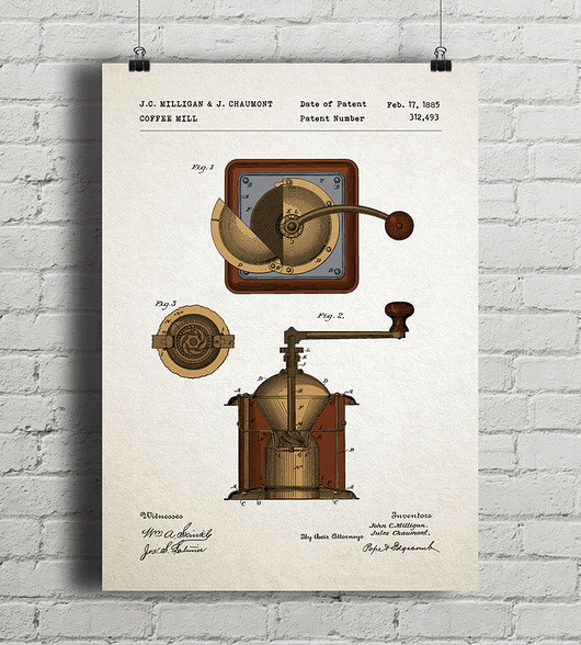 plakaty Plakat Młynek do kawy - patent
