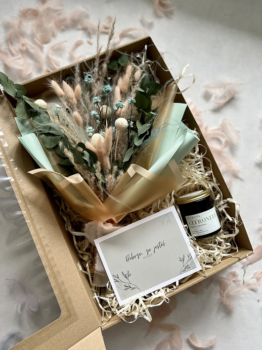 dodatki - różne Box prezentowy - brzoskwiniowa zieleń