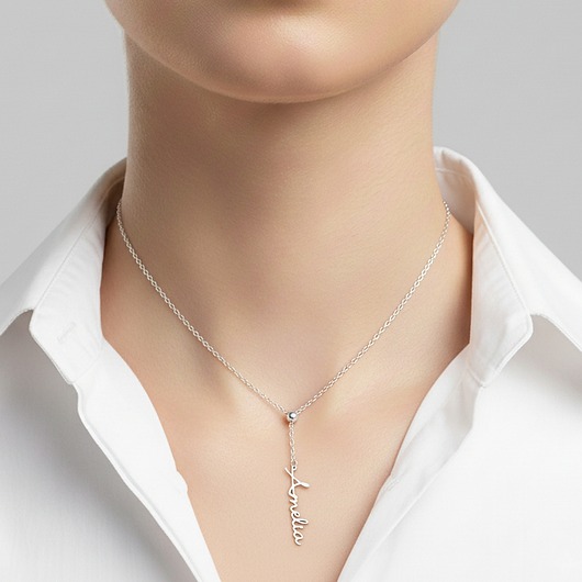 srebrne naszyjniki Naszyjniki krawatka z Imieniem dowolny napis imię