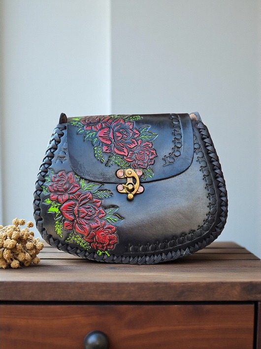 torby na ramię Torebka skórzana ręcznie robiona Lia czarna