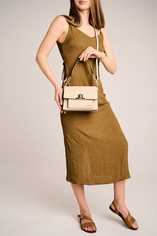 torby na ramię Torebka ze skóry na ramię - beżowa (6421)