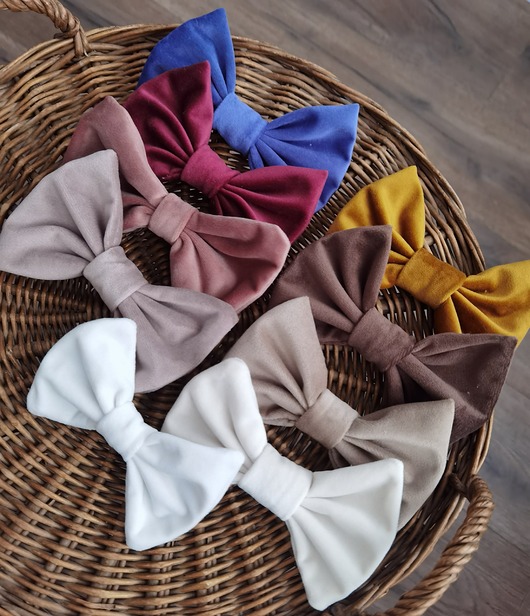 ozdoby do włosów dla dzieci Zestaw 2 kokardek velvetowych - personalizaowanych (kolory)