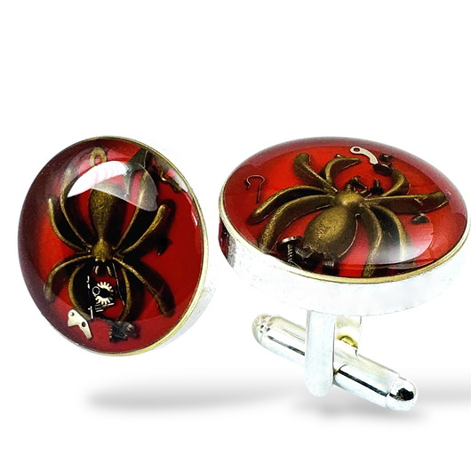 spinki do mankietów Spinki do mankietów - SPIDER (RED) pająk czerwony