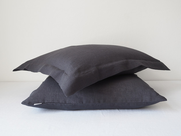 Lniana Poszewka Z Listwą CHARCOAL so linen!