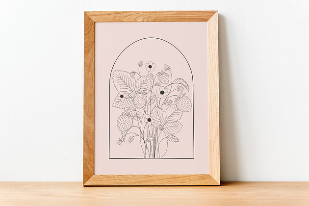 grafiki i ilustracje Plakat truskawki b&w