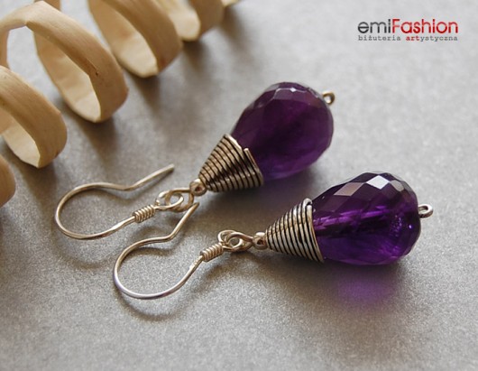 Krople Ametystu w srebrze MAREMI Jewelry