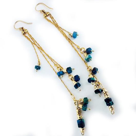 kolczyki z kamieniami Delikatne  KOLCZYKI JASPIS cesarski,niebieskie kamienie