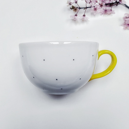 KUBEK 350ml duży w kropki White Cup