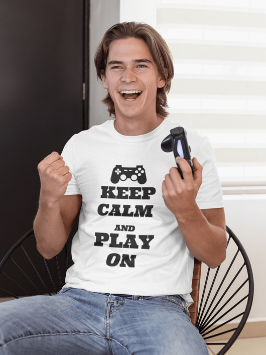 t-shirty męskie koszulka dla gracza keep calm and play on