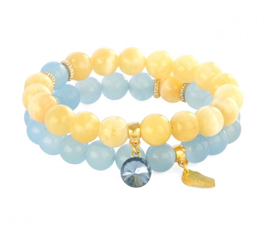 Honey & light blue jade with pendants. Lavoga