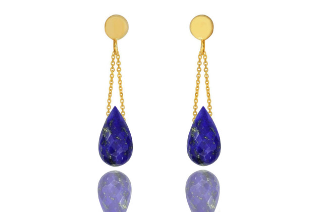kolczyki z kamieniami Earrings Lapis Lazuli Krople złoto 585