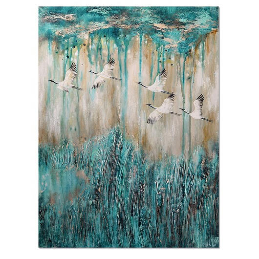 obrazy Żurawie 28 ptaki nowoczesny obraz do salonu ręcznie malowany