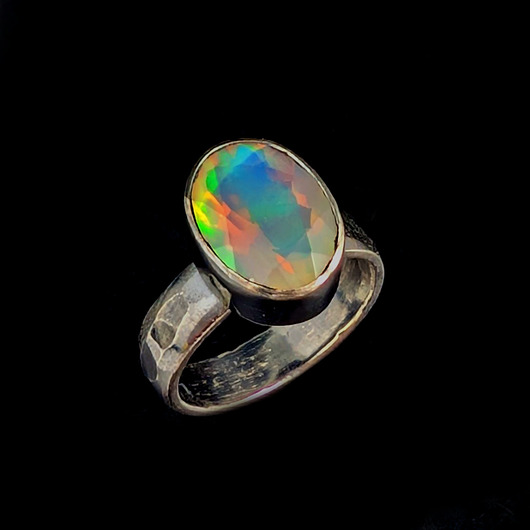 pierścionki srebrne Pierścionek multibarwny opal