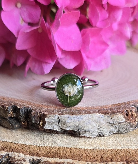 pierścionek z żywicy Wieczny kwiat pierścionek srebrny prawdziwy żywica