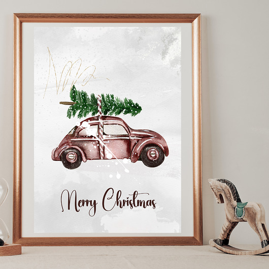 plakaty Plakat Christmas car