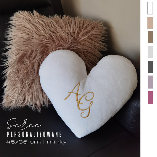 poduszki z napisami Serce - poduszka ozdobna  kolory  haft