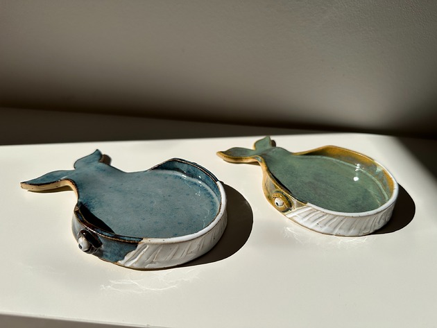 pojemniki na biżuterię Talerzyk na biżuterie w kształcie wieloryba - zielony