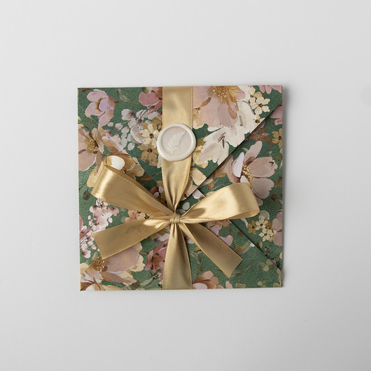 zaproszenia i kartki na ślub Kartka ślubna kopertówka kwiatowa O