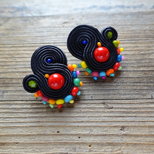 Kolorowe Lentinki- kolczyki soutache Mró Soutache