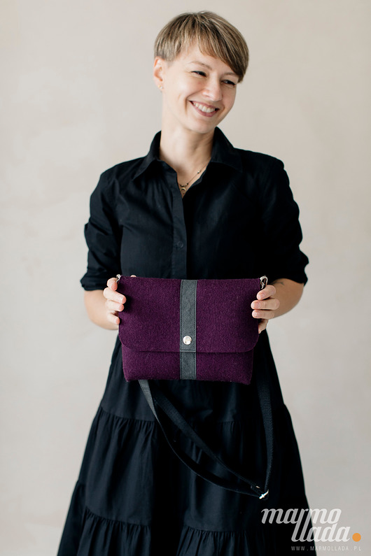 torby na ramię Marmollada - filcowa listonoszka OBERŻYNA + czarny