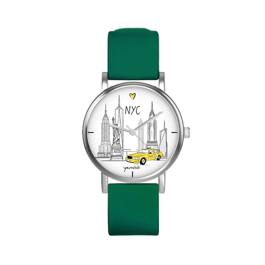 zegarki unisex Zegarek  mały - New York - silikonowy, zielony