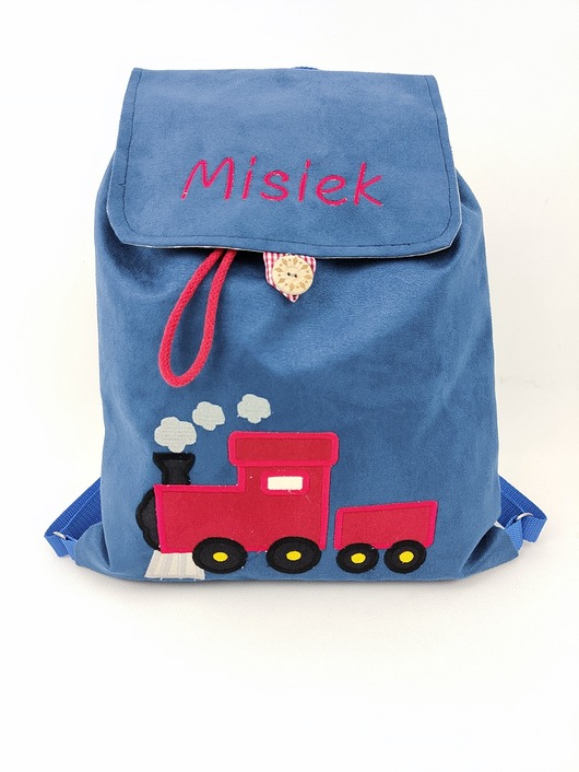 torebki, worki i plecaki dziecięce Personalizowany plecak przedszkolaka, plecak z lokomotywą, plecak z imieniem