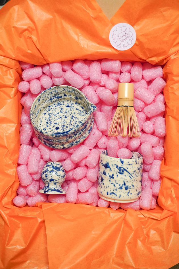 kubki i filiżanki Zestaw do matchy, matchawan, chawan, chasen KOBALT
