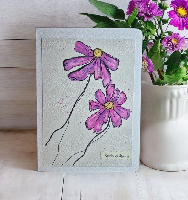 grafiki i ilustracje Ręcznie malowana kartka akwarelami na Dzień Mamy