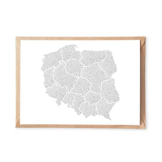 Mapa Polski,Kropki - Pocztówka do Kolorowania Anna Grunduls Design