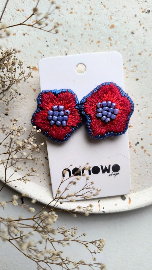 kolczyki - inne Kolczyki Haftowane Maki