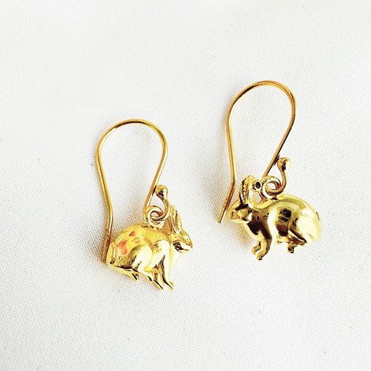 kolczyki pozłacane Kolczyki z króliczkiem, złoty królik zawieszka Wielkanoc