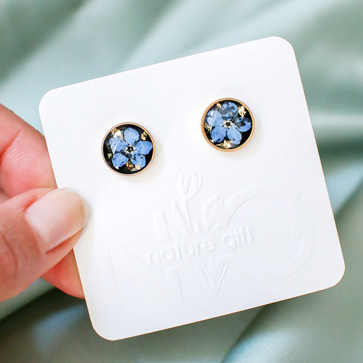 kolczyki z żywicy Kolczyki sztyfty z niezapominajkami