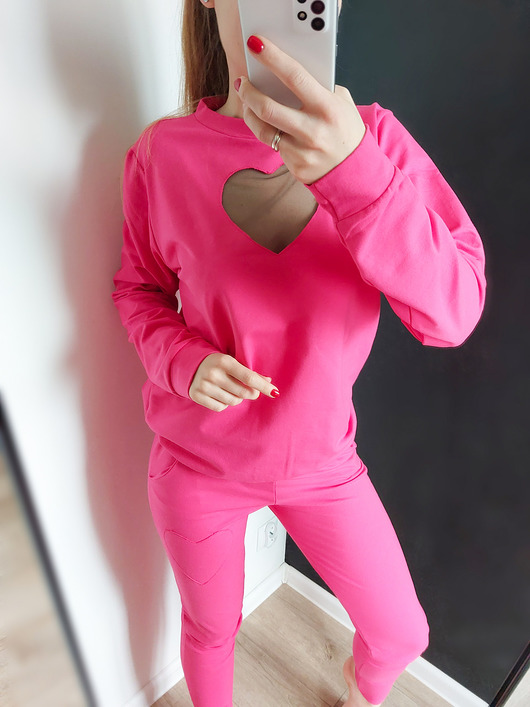 komplety damskie DRES BAWEŁNIANY SERCE I267 FUKSJA