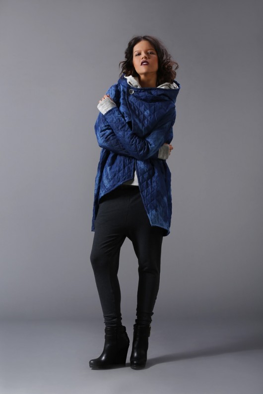 płaszcze damskie NUBEE - ASYMMETRY HOOD - Płaszcz Jeans 