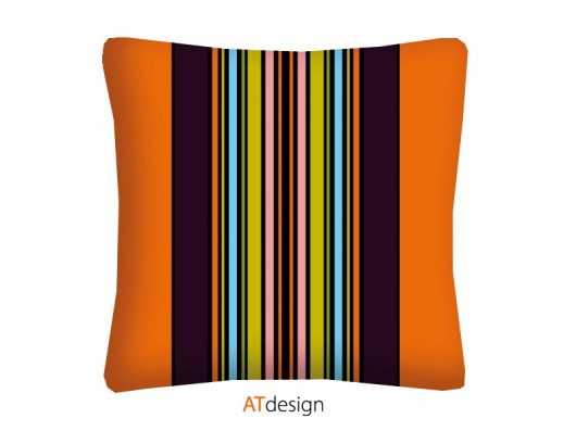 Poszewka z serii folk(o)lor - pasiaki pomarańcz AT design