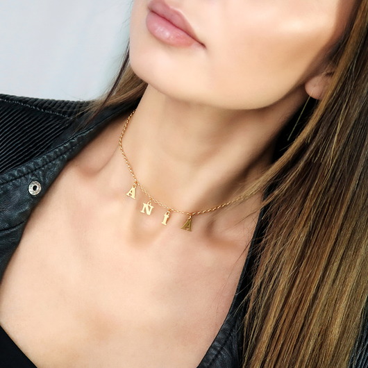 chokery Choker ozdobiony literkami WYBIERZ DOWOLNE IMIĘ!
