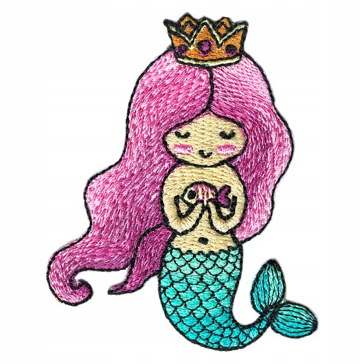 naszywki na ubrania Naszywka naprasowanka SYRENKA RÓŻ termoprzylepna haft dla dzieci 6,3x7,8cm