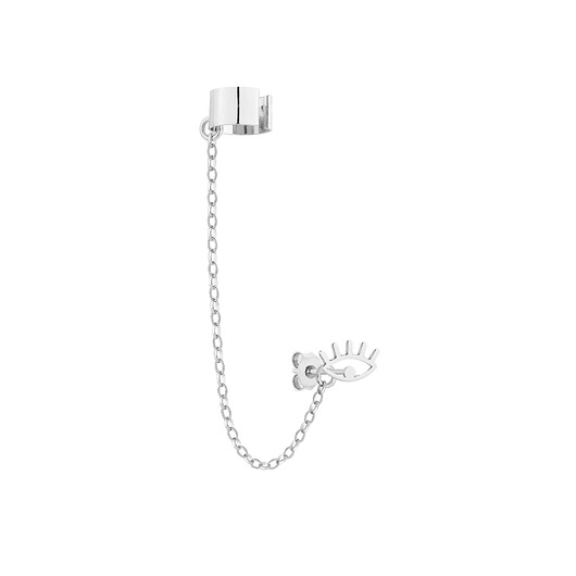 nausznice Srebrna nausznica z łańcuszkiem i okiem