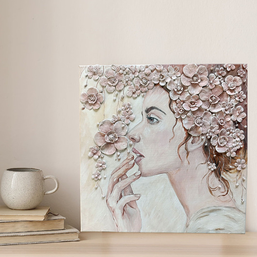 obrazy Kobieta w kwiatach 2  - Obraz strukturalny - 40