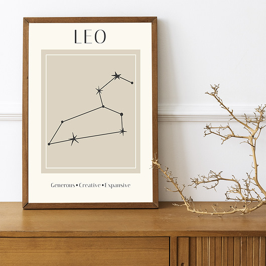 Plakat znak zodiaku - LEO muybien