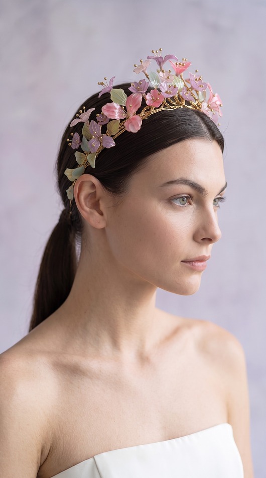 Ślubne ozdoby do włosów Tiara 'Hanami'