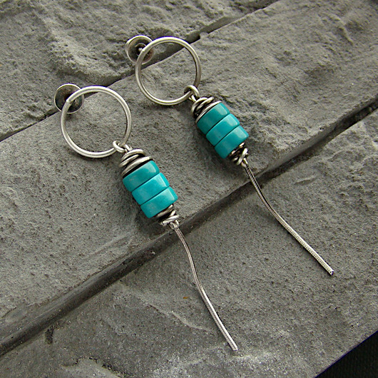 Kolczyki srebrne Turquoise Loops RayOfArt
