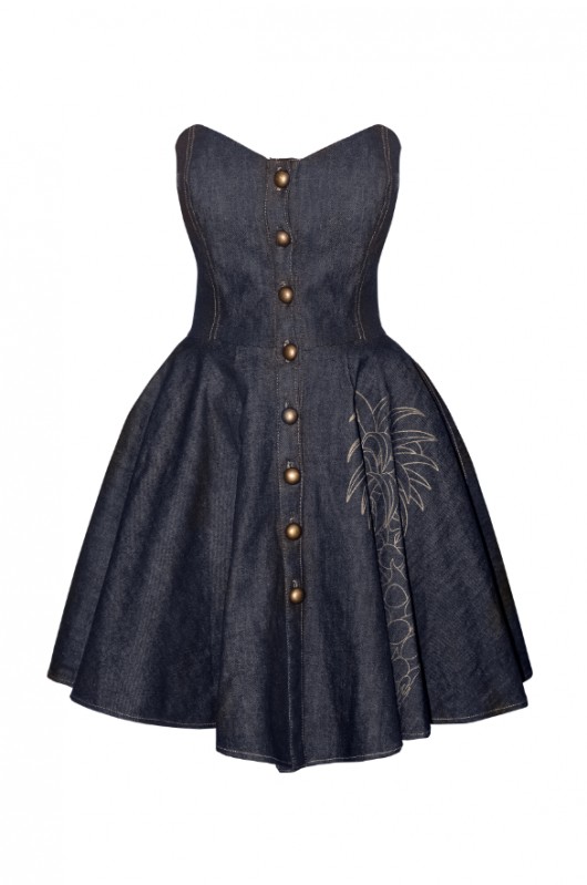 Gorsetowa sukienka z jeansu - pin up style pusi