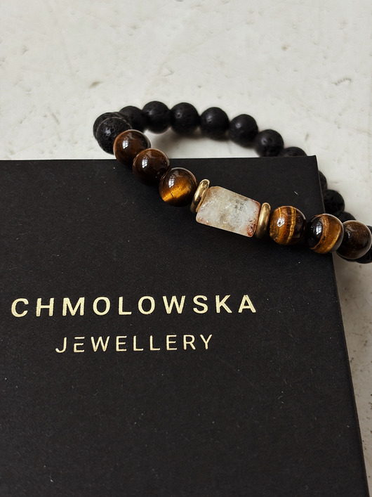 biżuteria męska Bransoletka męska Tygrysie Oko i Cytryn